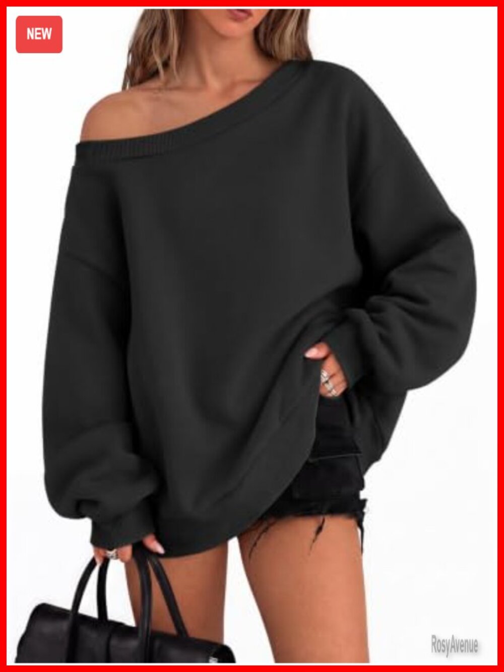 Oversized Off Shoulder Sweatshirt Cotton Polyester Fleece Pullover